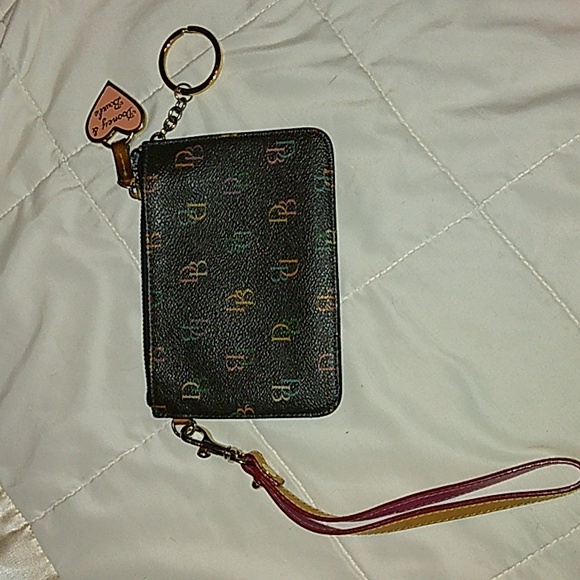 Dooney & Bourke Wristlet with Multicolor Logo & heart zipper pull - Picture 2 of 6